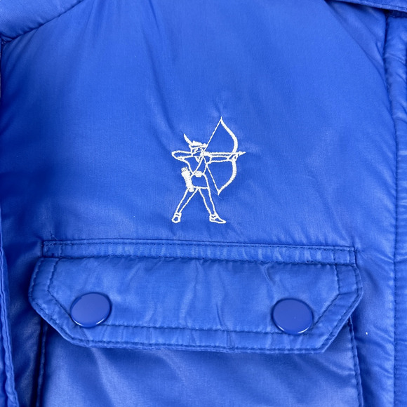 Vintage Upstream Racing Division Jacket Adult LARGE Blue 80s Puffer Zip Pockets - Picture 5 of 10